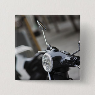 Madrid, black Vespa scooter Pinback Button
