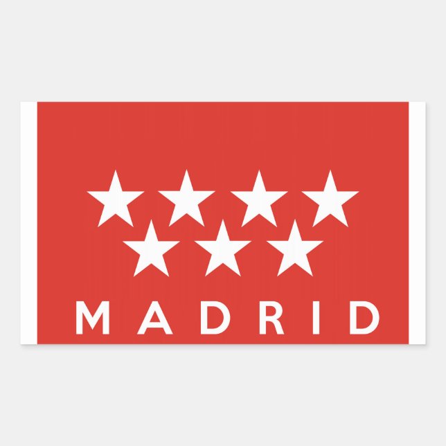 madrid city flag spain country text name rectangular sticker (Front)