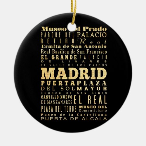 Madrid City of Spain Typography Art Ceramic Ornament