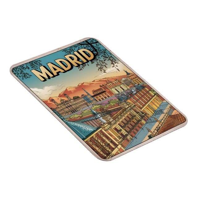 Madrid city spain vintage travel souvenirs, gifts magnet (Right Side)