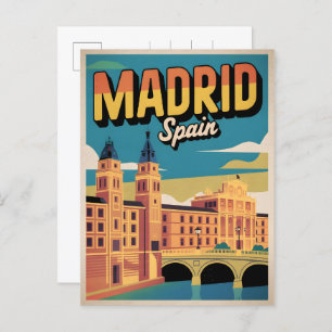 Madrid city spain vintage travel souvenirs, gifts postcard