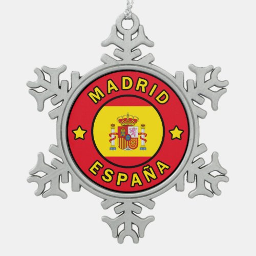 Madrid Espaa Snowflake Pewter Christmas Ornament