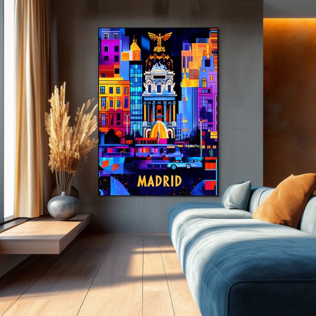 Madrid Geometric Night – Vibrant Urban Bold Poster (Creator Uploaded)