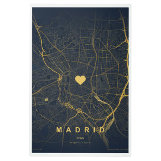 Madrid Gold Map Art Print | Dark Navy & Gold City