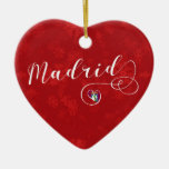 Madrid Heart, Christmas Tree Ornament, Spain Ceramic Ornament