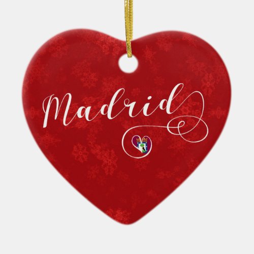 Madrid Heart Christmas Tree Ornament Spain Ceramic Ornament