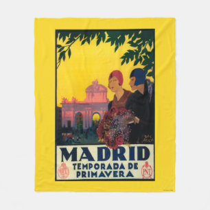 Madrid in Springtime Travel Promotional Poster Fleece Blanket