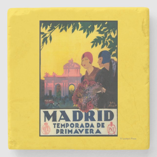 Madrid in Springtime Travel Promotional Poster Stone Coaster (Front)