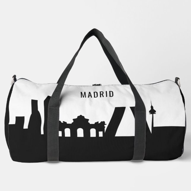 Madrid Landmarks custom name Duffle Bag (Front)