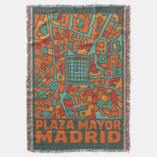 Madrid Plaza Mayor Throw Blanket