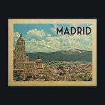 Madrid Postcard Spain Vintage Travel<br><div class="desc">Madrid Spain design in Vintage Travel style featuring a city view with mountains as background.</div>