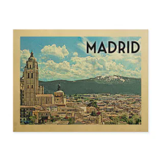 Madrid Postcard Spain Vintage Travel