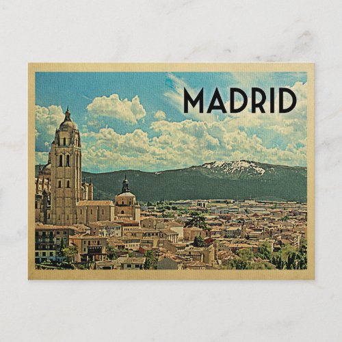 Madrid Postcard Spain Vintage Travel