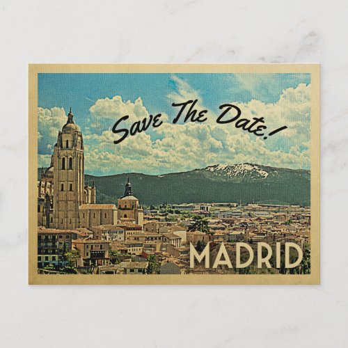 Madrid Save The Date Spain Announcement Postcard