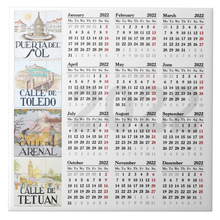 Madrid, Spain 2022 calendar Ceramic Tile | Zazzle Madrid, Spain 2022 calendar Ceramic Tile | Zazzle