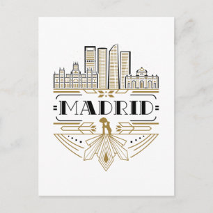 Madrid Spain Art Deco Souvenir Esthetic Postcard