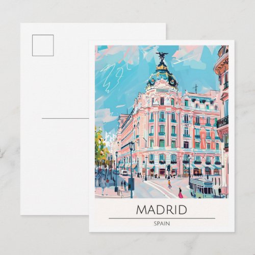 Madrid Spain Art Illustration Travel Postcard