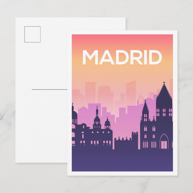 Madrid Spain Art Travel Illustration Postcard (Front/Back)