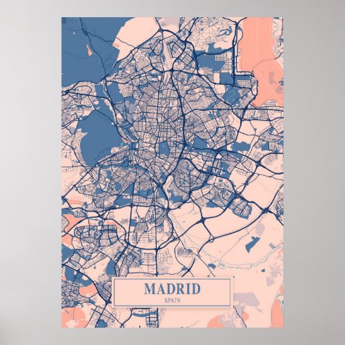 Madrid _ Spain Breezy City Map  Poster