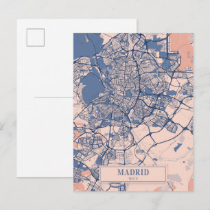 Madrid Spain Breezy City Map Travel Postcard