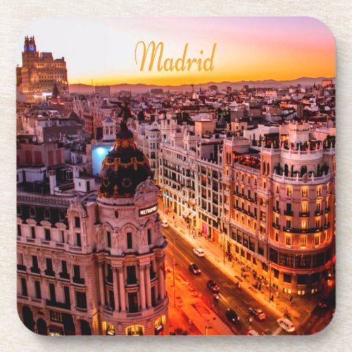 Madrid Spain Capitol City Skyline Beverage Coaster