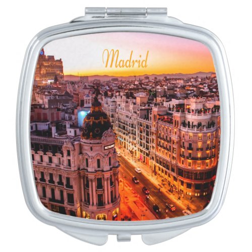 Madrid Spain Capitol City Skyline Compact Mirror