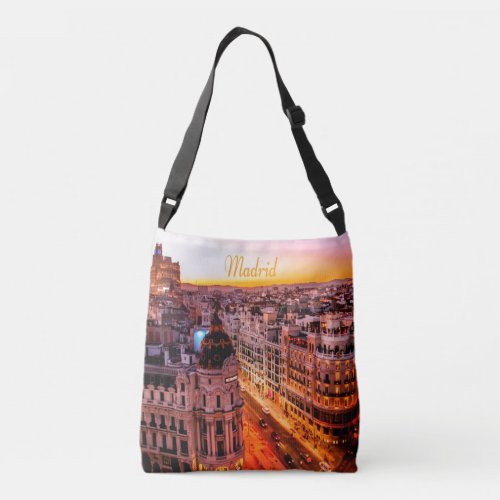 Madrid Spain Capitol City Skyline Crossbody Bag