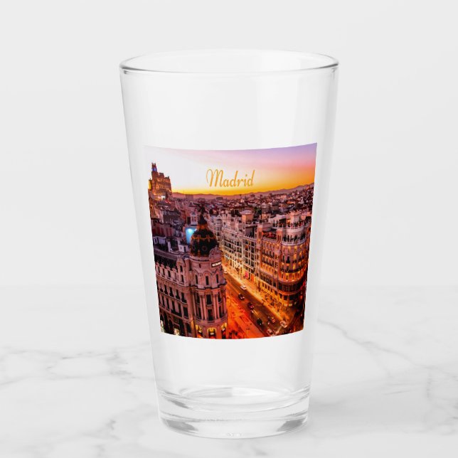 Madrid Spain Capitol City Skyline Glass (Front)