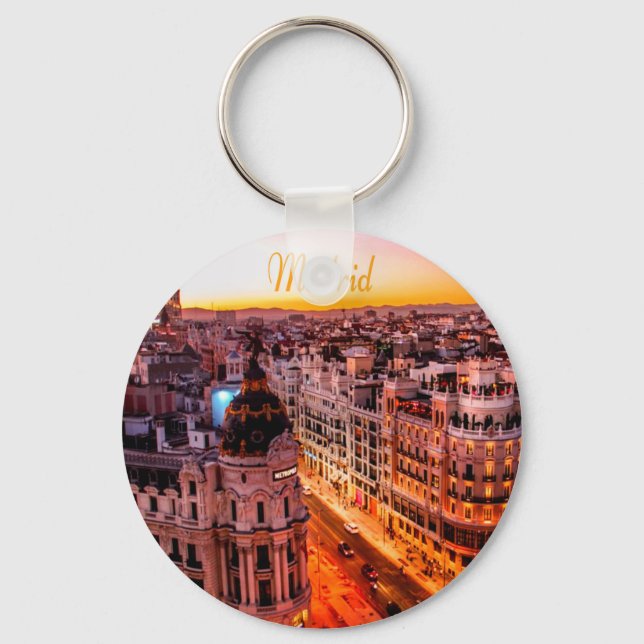 Madrid Spain Capitol City Skyline Keychain (Front)