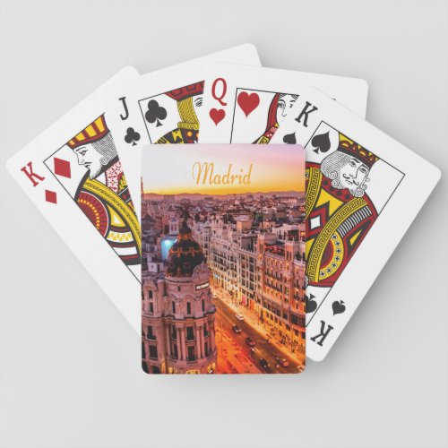 Madrid Spain Capitol City Skyline Playing Cards