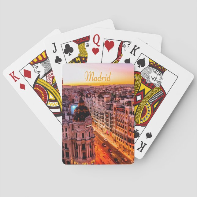 Madrid Spain Capitol City Skyline Poker Cards (Back)