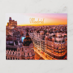 Madrid Spain Capitol City Skyline Postcard