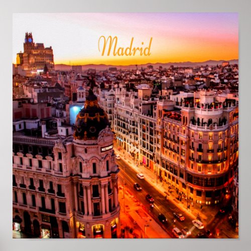 Madrid Spain Capitol City Skyline Poster
