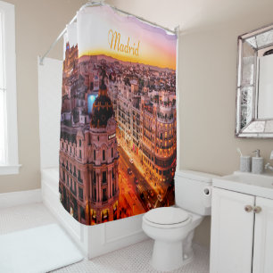 Madrid Spain Capitol City Skyline Shower Curtain