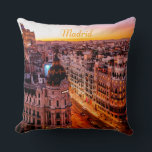 Madrid Spain Capitol City Skyline Throw Pillow<br><div class="desc">Madrid Spain Capitol City Skyline
Beautiful Orange Light</div>
