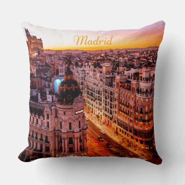 Madrid Spain Capitol City Skyline Throw Pillow (Front)