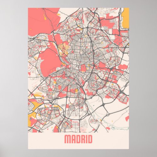 Madrid _ Spain Chalk City Map Poster