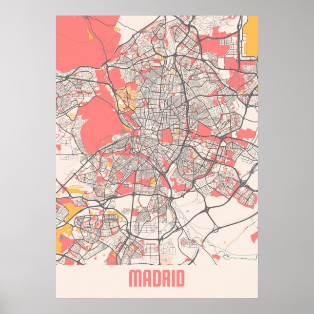 Madrid - Spain Chalk City Map Poster (Front)