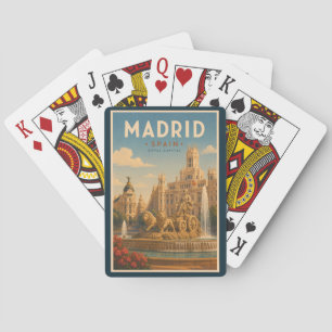 Madrid Spain Cibeles Fountain Illustration Travel Poker Cards