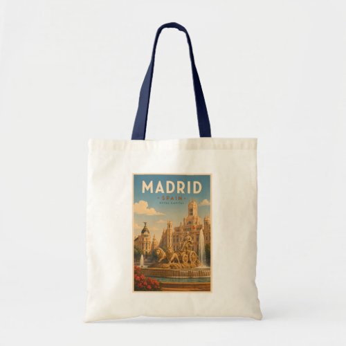 Madrid Spain Cibeles Fountain Illustration Travel  Tote Bag