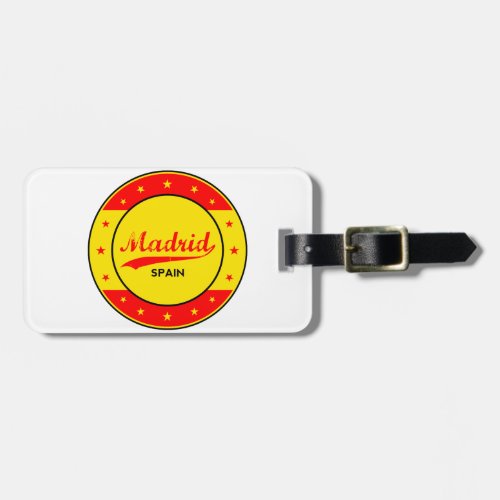 Madrid Spain circle red Luggage Tag