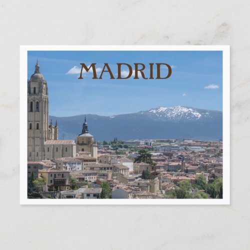 Madrid Spain City View with Mountains Postcard