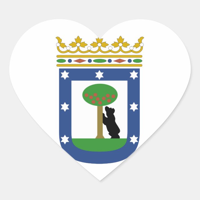 Madrid Spain Coat of Arms Heart Sticker (Front)