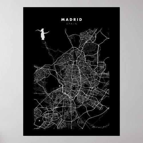 Madrid _ Spain Dark City Map Poster