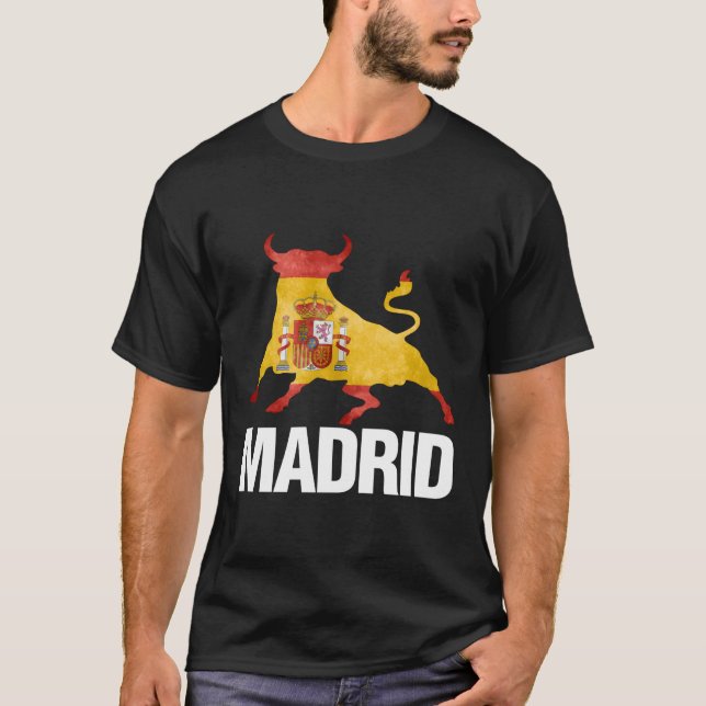 Madrid Spain Flag Bull Fight T-Shirt (Front)