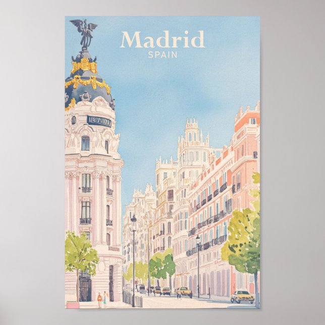 Madrid Spain Gouache Paint Illustration Travel Poster (Front)