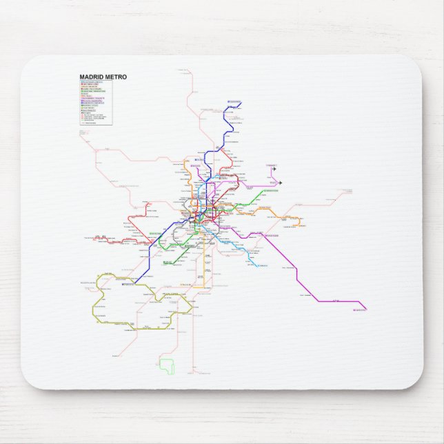 Madrid (Spain) Metro Map Mouse Pad (Front)