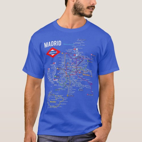 Madrid Spain Metro Subway Train Map Spanish Langua T_Shirt