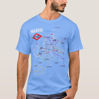 Madrid Spain Metro Subwayrain Map Spanish Language T-Shirt