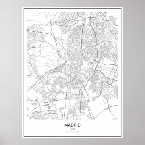 Madrid Spain Minimalist Map Poster